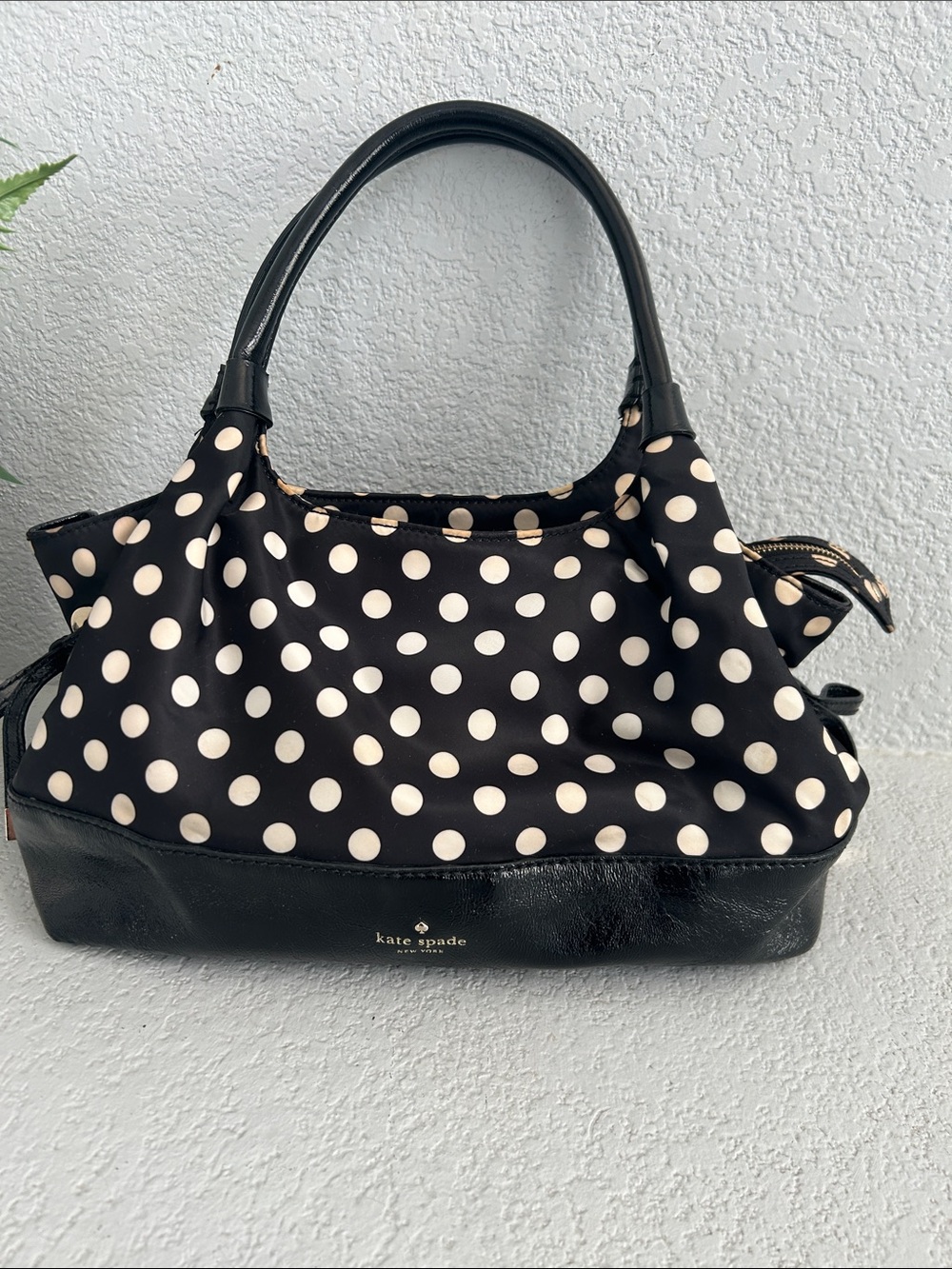 kate spade Black and White Polka Dot Top-Handle Shoulder Bag